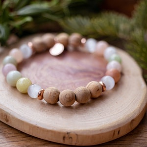 Light of Divine Love Mala Bracelet Selenite Morganite Olive Wood Forgiveness trauma Energy Clearing Joy Peace Spiritual image 2