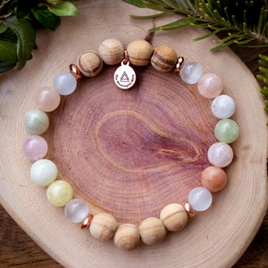 Light of Divine Love Mala Bracelet Selenite Morganite Olive Wood Forgiveness trauma Energy Clearing Joy Peace Spiritual image 7