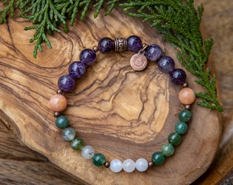 The Motherhood Mala Bracelet | Nurturing Moss Agate & Moonstone, Birth Pregnancy Postpartum support