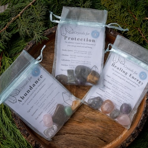 Ultimate Crystal Gift Sets | Gemstone | Healing | Protection | Abundance | Starter Kit | Tumbled Stone and Crystal | Gift Wrapped