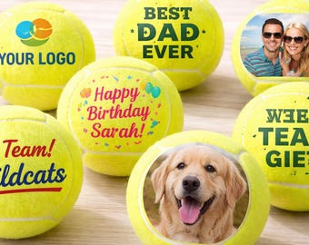 Custom Tennis Balls: Personalized Photo or Text, Full Color Print