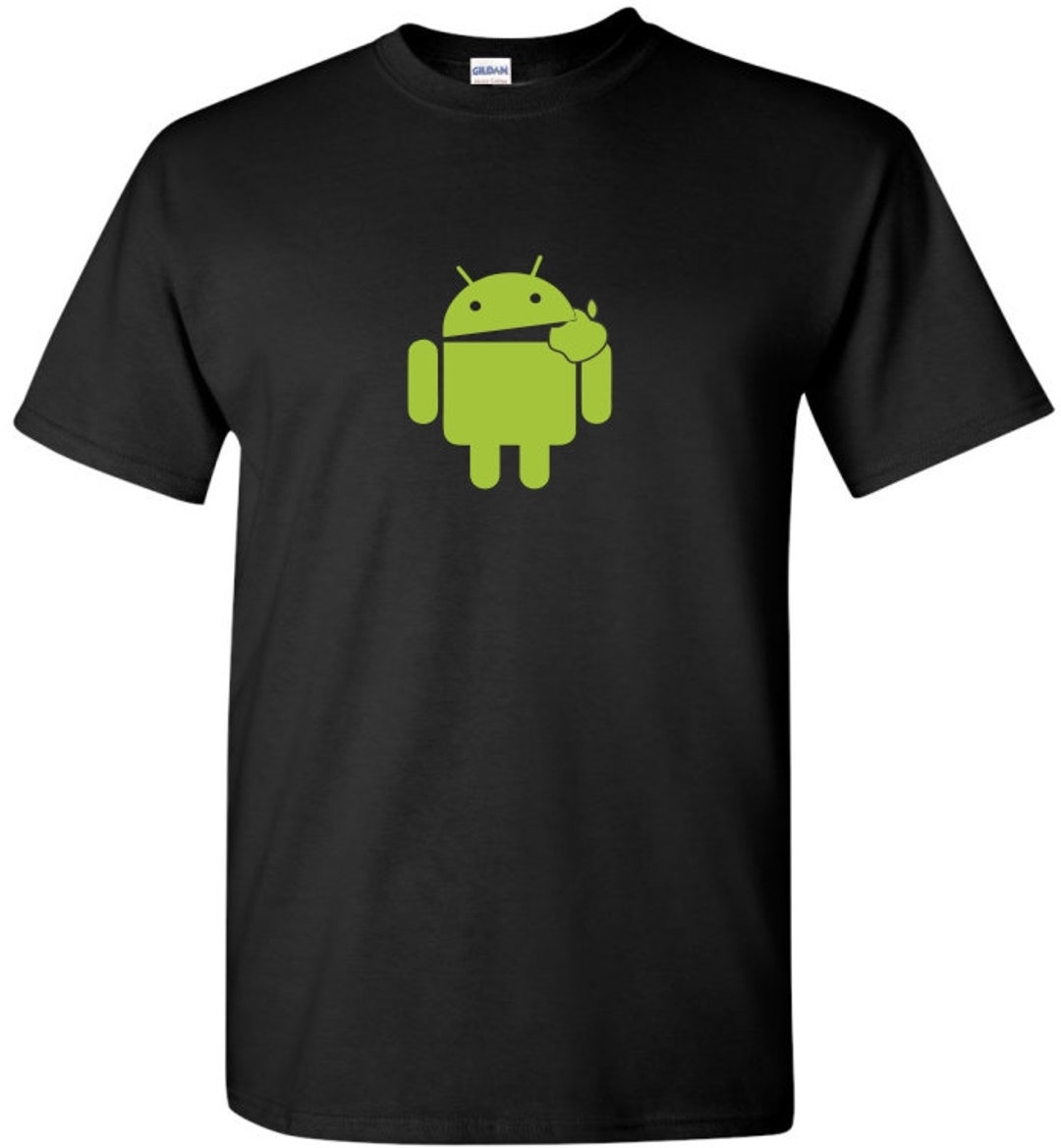 Android T-shirt, Robot Eating Apple, Funny Geek Tee - Etsy
