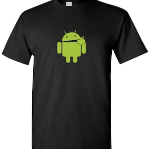 Android T-Shirt, Robot Eating Apple, Funny Geek Tee