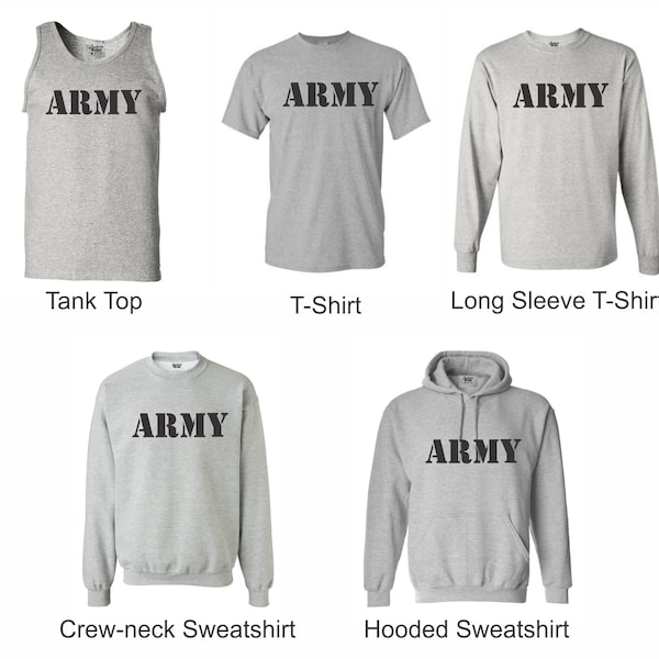 USA Army  Military Physical T-Shirts Sweatshirt Tan Top Gray Color