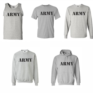 USA Army  Military Physical T-Shirts Sweatshirt Tan Top Gray Color