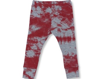 Red and Grey Tie Dye Leggings / Harem Slim Fit Leggings