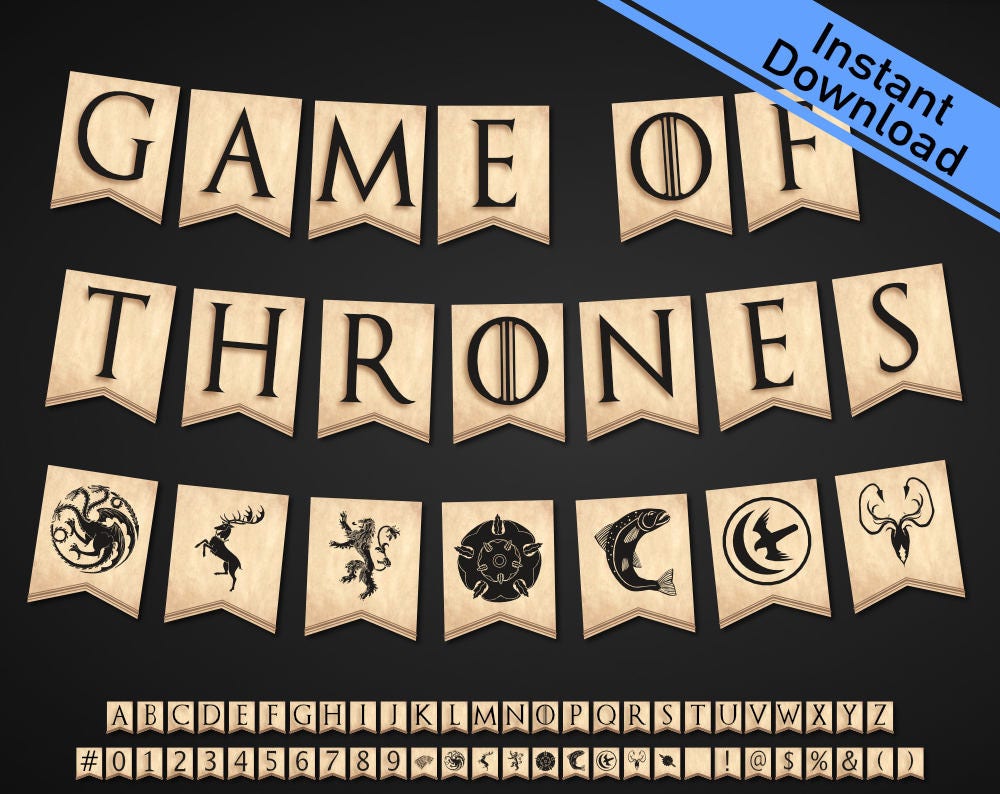 Game of Thrones™ Banner Download and You Print 9 Houses | Etsy