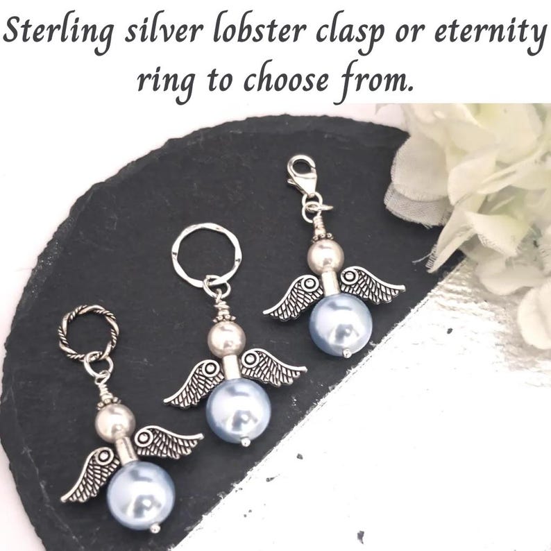 Something Blue Angel Charm, Something blue for Bride Memorial Charm for Wedding Remembrance Mom in Heaven Charm, Bride Gift for bride Gifts zdjęcie 2