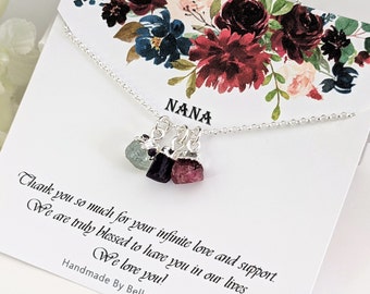 Nana Birthstone necklace, Nana Mothers day Gift for Nana Mothers day gifts Family birthstone necklace Raw gemstone jewelry Personalized gift