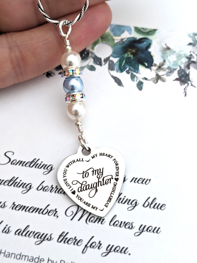 Something blue for Bride Gift from Mom and dad Bridal Bouquet Charm Daughter Wedding gift from Parents Something New for Bridal Keepsake bild 2