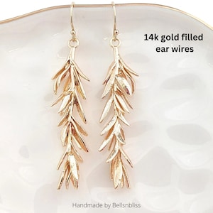 Branch Earrings Rosemary earrings Handmade Herb Earrings Gold leaf earrings Twig earring Nature lover 14k Gold fill Ear wire Gift for her