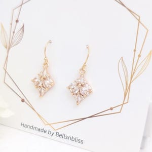 Art Deco Earrings Gold Zirconia Crystal Bridal Earrings Art Nouveau With 14k GF Ear wire 1920s Style Marquise Victorian Mother's day gift image 11