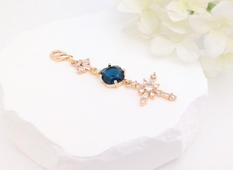Something blue for bride gift Gold Cross Bridal Bouquet charm, Bride to be gifts Bridal shower gift daughter wedding ceremony keepsake image 5