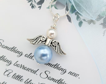 Something Blue Angel Charm, Something blue for Bride Memorial Charm for Wedding Remembrance Mom in Heaven Charm, Bride Gift for bride Gifts