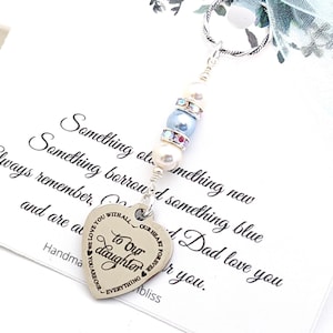 Something blue for Bride Gift from Mom and dad Bridal Bouquet Charm Daughter Wedding gift from Parents Something New for Bridal Keepsake bild 3