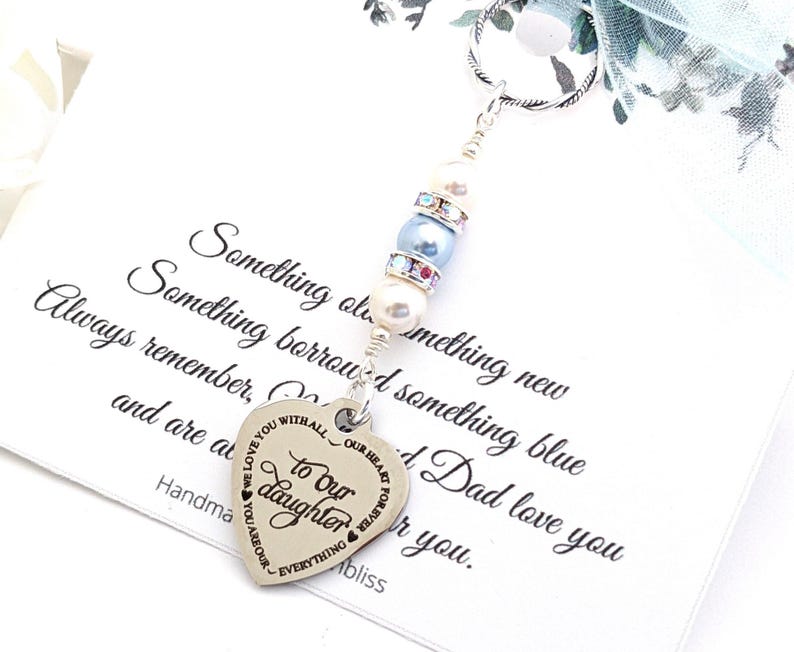 Something blue for Bride Gift from Mom and dad Bridal Bouquet Charm Daughter Wedding gift from Parents Something New for Bridal Keepsake bild 3