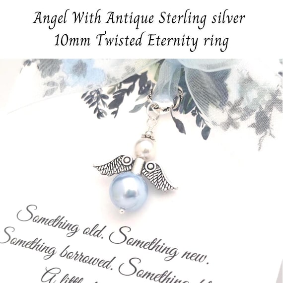 Something Blue Bridal Bouquet charm, Something blue for bride Memorial Angel Charm, Bride gift, Bridal shower, Wedding keepsake