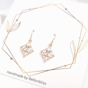 Art Deco Earrings Gold Zirconia Crystal Bridal Earrings Art Nouveau With 14k GF Ear wire 1920s Style Marquise Victorian Mother's day gift image 10