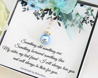 Something blue for Bride from Sister Bride Gift, Something blue bridal Bouquet Charm Gift from Maid of honor Bride gift Bride something blue