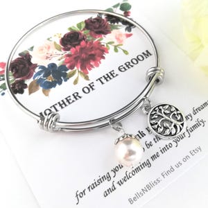 MOTHER Of The GROOM Gift from BRIDE Mom wedding gift from Daughter Mother of Groom Mother in law Wedding Gift Pearl Tree of Life Bracelet image 1