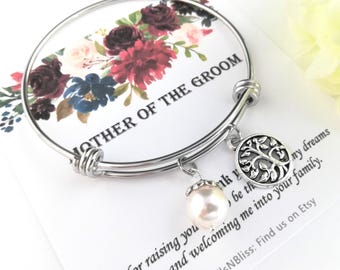 MOTHER Of The GROOM Gift from BRIDE Mom wedding gift from Daughter Mother of Groom Mother in law Wedding Gift Pearl Tree of Life Bracelet
