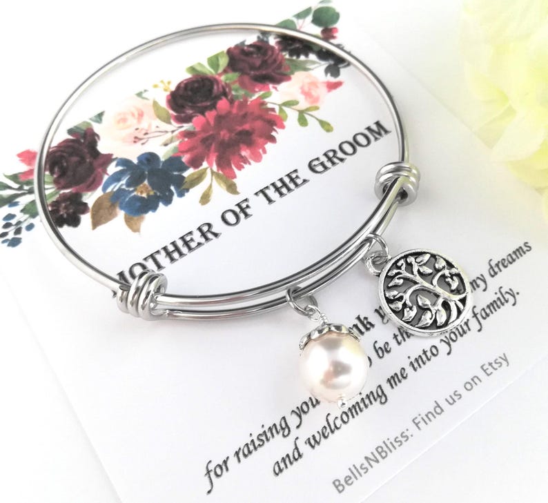 MOTHER Of The GROOM Gift from BRIDE Mom wedding gift from Daughter Mother of Groom Mother in law Wedding Gift Pearl Tree of Life Bracelet image 1