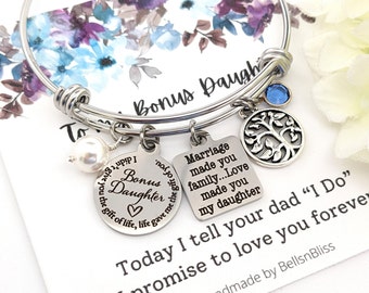 Bonus daughter Bracelet, Stepdaughter wedding day gift, Stepdaughter Bracelet, Step daughter gift, Birthday gift, Wedding gift Tree bracelet