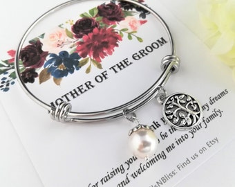 MOTHER Of The GROOM Gift from BRIDE Mom wedding gift from Daughter Mother of Groom Mother in law Wedding Gift Pearl Tree of Life Bracelet