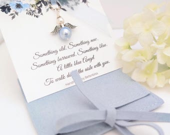 Something Blue Angel Charm, Something blue for Bride Memorial Charm for Wedding Remembrance Mom in Heaven Charm, Bride Gift for bride Gifts