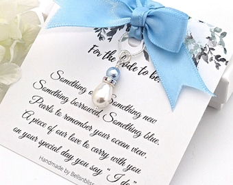 Something blue Bouquet Charm For bride Gift Something Blue for Bride Gift from Mom Gift for Bride Gift From Mother Something Blue Charm