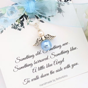 Something Blue Angel Charm, Something blue for Bride Memorial Charm for Wedding Remembrance Mom in Heaven Charm, Bride Gift for bride Gifts