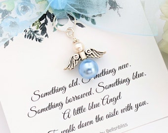 Something blue for Bride Angel charm Bridal Shower Gift for Bride Gift From Mom, Bride gifts from Friend Wedding Memorial Remembrance  charm