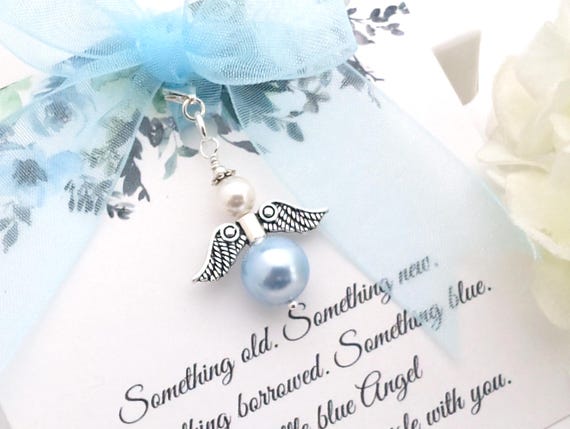 Something Blue Angel Charm, Something blue for Bride Memorial Charm for Wedding Remembrance Mom in Heaven Charm, Bride Gift for bride Gifts