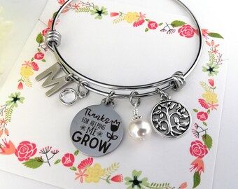 Teacher Appreciation gift Teacher Bracelet, Teacher gift for Teachers Gifts Thank you for helping me grow teach love inspire Thank you gift
