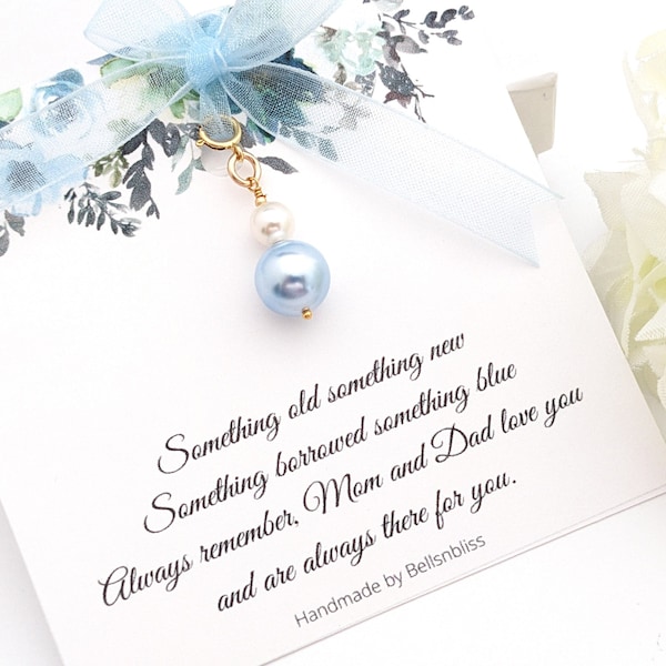 Something blue Bouquet Charm 14k GF Something Blue for Bride Gift from Mom Dad Gift for Bride from Parents Bridal Shower Gifts for Bride