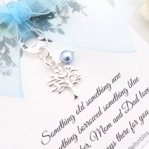 Daughter in law gift Something blue for Daughter in law on her wedding day gift Something blue for bride from Mom Tree of life Bouquet charm image 4