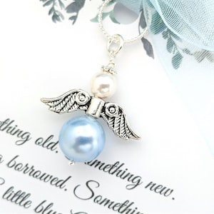 Something Blue Bridal Bouquet charm, Something blue for bride Memorial Angel Charm, Bride gift, Bridal shower, Wedding keepsake