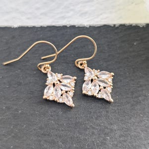 Art Deco Earrings Gold Zirconia Crystal Bridal Earrings Art Nouveau With 14k GF Ear wire 1920s Style Marquise Victorian Mother's day gift image 9