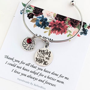 Mom I love you More bracelet, Mom Mothers day gift, Personalized Mom Bracelet, Mothers day gifts for Mother, Tree Bracelet with Birthstone