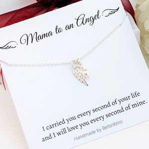 Miscarriage Gift Necklace, Pregnancy Loss Bereavement Gift Mama of an angel necklace Sterling silver Angel Wing Necklace stillborn Necklace
