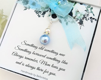 Something Blue Charm for Bride bouquet charm, Bridal Shower Gift, Bride gift from Mom, Blue Garter charm, Something Blue Wedding Keepsake