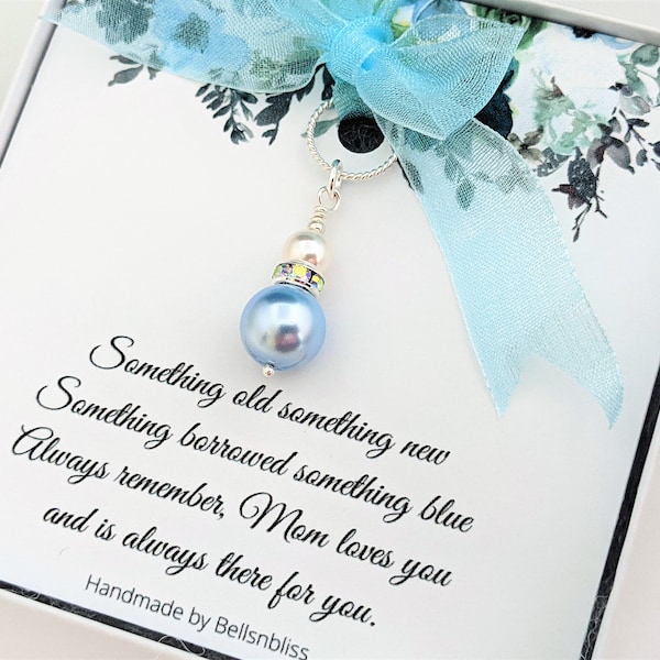 Something Blue Charm for Bride bouquet charm, Bridal Shower Gift, Bride gift from Mom, Blue Garter charm, Something Blue Wedding Keepsake