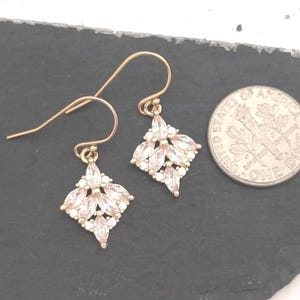 Art Deco Earrings Gold Zirconia Crystal Bridal Earrings Art Nouveau With 14k GF Ear wire 1920s Style Marquise Victorian Mother's day gift image 3
