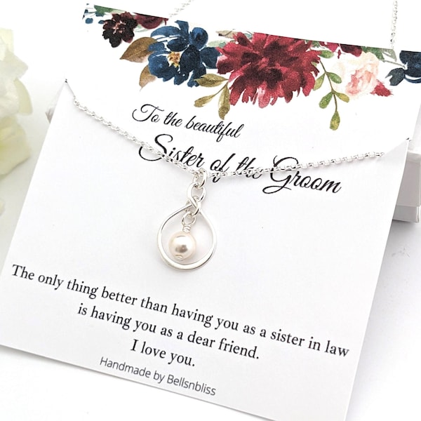 Sister in Law Wedding gift, Sister of the Groom Infinity Necklace, Future Sister in Law Gift, Sister of groom gift from Bride Birthday gift