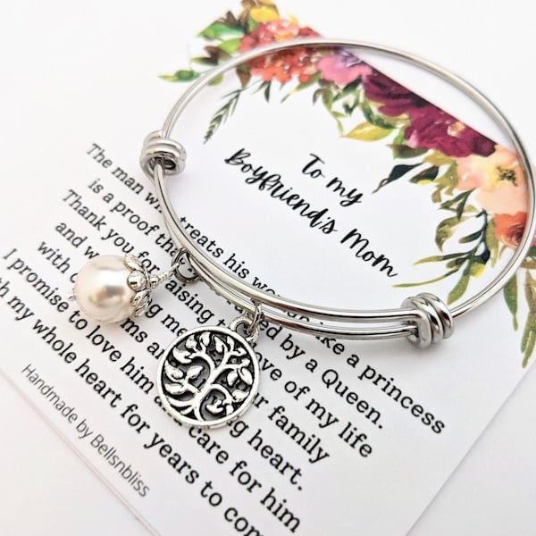 To my Boyfriends Mom Gift for Boyfriends mom Tree of Life Bracelet  Mothers day gift  Mothers day gifts for Boyfriends Mom Personalized Gift