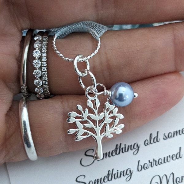 Daughter in law gift Something blue for Daughter in law on her wedding day gift Something blue for bride from Mom Tree of life Bouquet charm