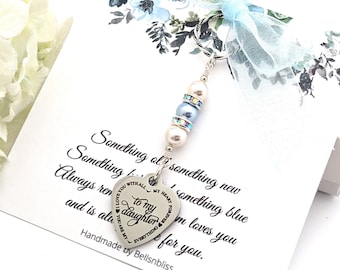 Something blue for Bride Gift from Mom and dad Bridal Bouquet Charm Daughter Wedding gift from Parents Something New for Bridal Keepsake