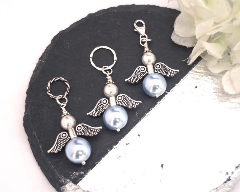 Something Blue Angel Charm, Something blue for Bride Memorial Charm for Wedding Remembrance Mom in Heaven Charm, Bride Gift for bride Gifts zdjęcie 4