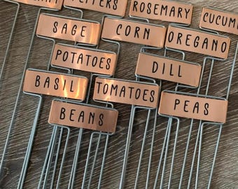 20, 40, 80 Packs of Copper Garden Markers / Custom Plant Stakes / Plant Labels