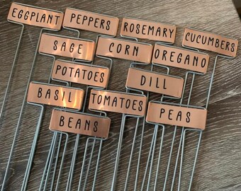 20, 40, 80 Packs of Copper Garden Markers + Labels + Oil Based Marker -- Plant Tag -- Herb Marker -- Planter Earth -- Garden Supplies -- WO